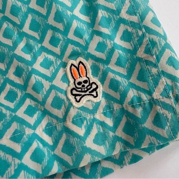 Psycho Bunny Boy Wave Blue White Honeycomb Graphic Print Swim Trunks 10/12 Logo - Picture 2 of 10